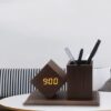 Wooden Digital LED Alarm Clock & Pen Holder
