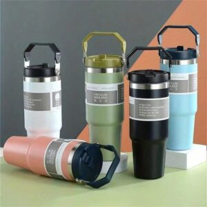 Vacuum Insulated Tumbler with Flip Straw & Handle