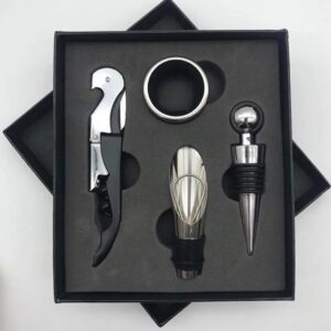 4-Piece Stainless Steel Wine Accessory Gift Set