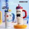 Cheerful Tumbler with Handle & Straw
